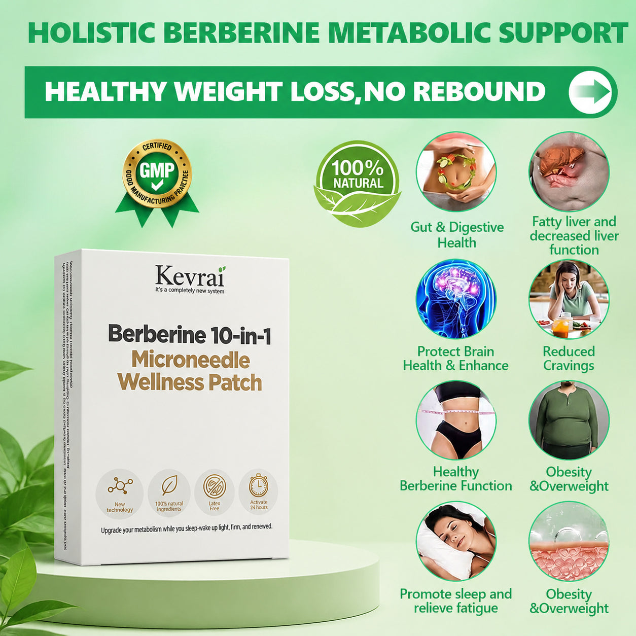 Doctor Recommended 🌟 | Kevrai® Berberine 10-in-1 Nano Microneedle Patch | ✅ Science-Backed Formula | 10-in-1 Advanced Blend | Visible Results in 7 Days 🏅