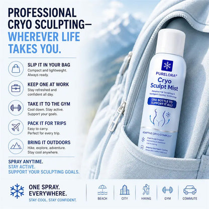 PURELORA® Cryo Sculpt Mist 4-in-1: Adaptive fat-sculpting technology, intelligent cooling, skin defense, and freshness.