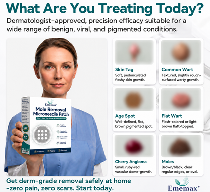 𝐄𝐦𝐞𝐦𝐚𝐱®𝟐-𝐢𝐧-𝟏 𝐌𝐢𝐜𝐫𝐨𝐧𝐞𝐞𝐝𝐥𝐞 & 𝐇𝐲𝐝𝐫𝐨𝐜𝐨𝐥𝐥𝐨𝐢𝐝 𝐌𝐨𝐥𝐞 𝐑𝐞𝐦𝐨𝐯𝐚𝐥 𝐏𝐚𝐭𝐜𝐡(Zero Pain, Zero 𝐒𝐜𝐚𝒓𝒔 patch)💪