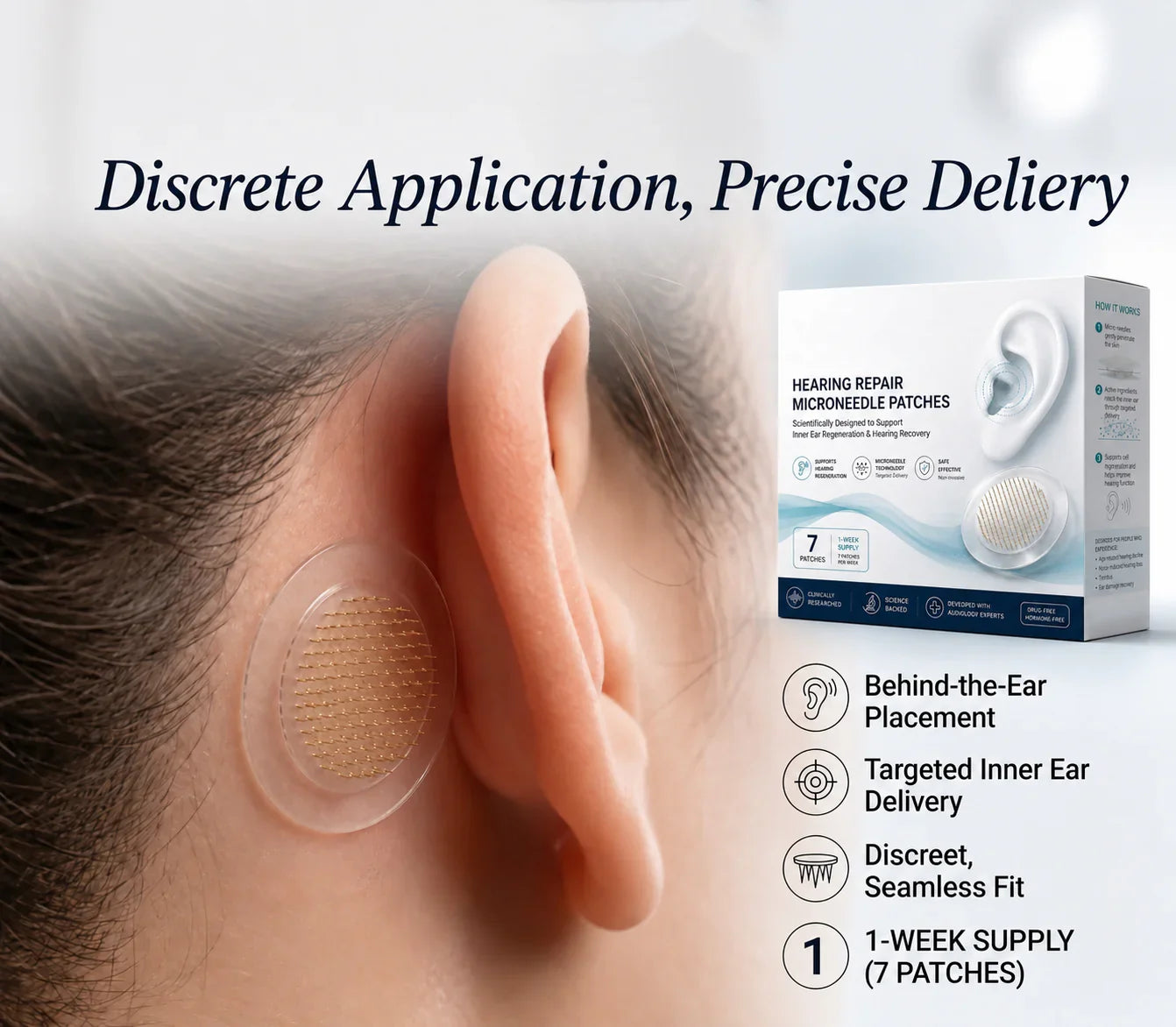 Nuvarynne™ Hearing Repair Microneedle Patches – Advanced Ear Wellness Support Patch for Hearing Health, Sound Clarity, Ear Comfort & Daily Listening Support